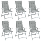 Cojines de silla Vidaxl 6 st alto trasero 120x50x4 cm tela gris claro