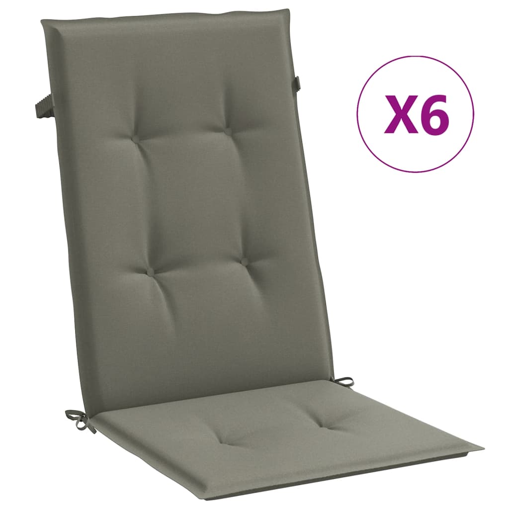 Cuscini da sedia Vidaxl 6 St High Back 120x50x4 cm Grigio scuro