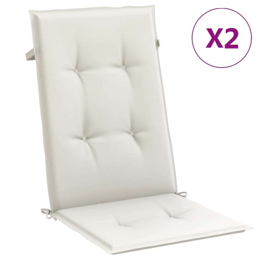 Coussins de chaise Vidaxl 2 st dos haut 120x50x4 cm en tissu mélangé crème