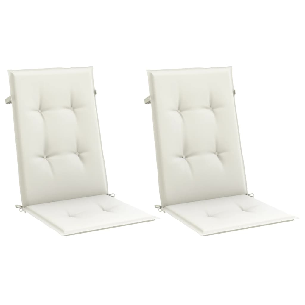 Coussins de chaise Vidaxl 2 st dos haut 120x50x4 cm en tissu mélangé crème