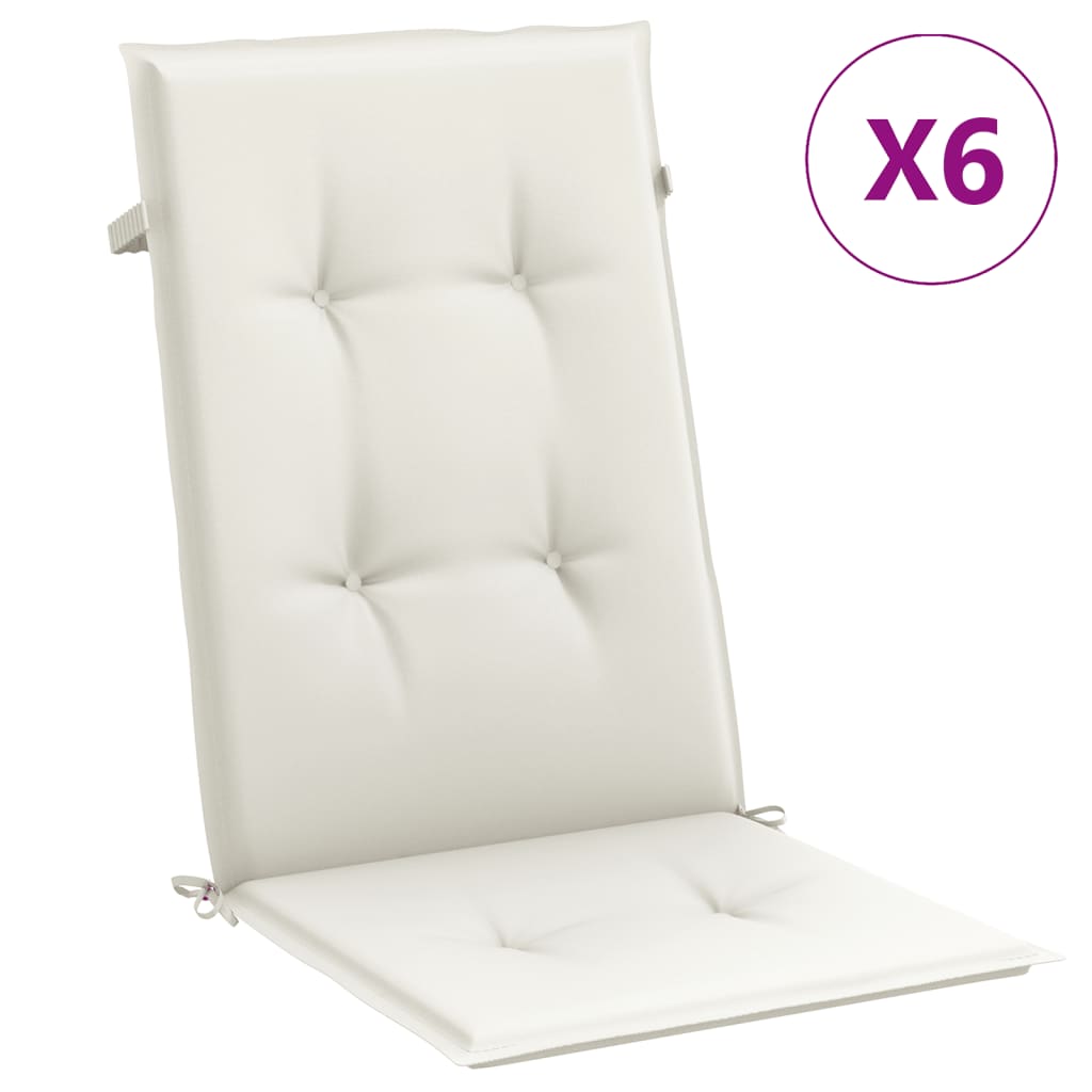 Cuscini da sedia Vidaxl 6 St High Back 120x50x4 cm Crema miscelata