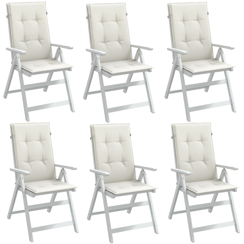 Coussins de chaise Vidaxl 6 st dossier haut 120x50x4 cm Crème mélangée en tissu