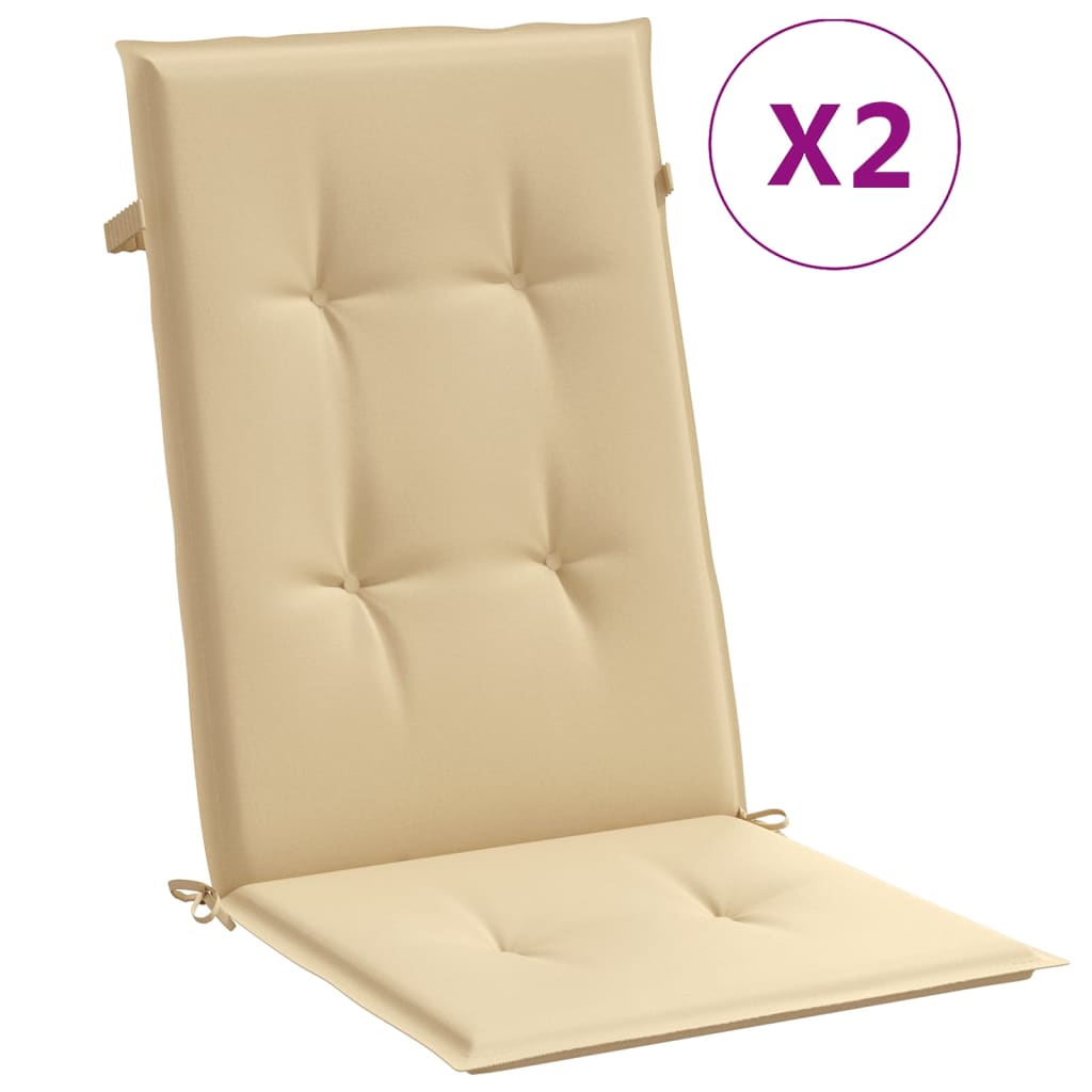 Coussins de chaise Vidaxl 2 ST Haut arrière 120x50x4 cm en tissu mixte beige