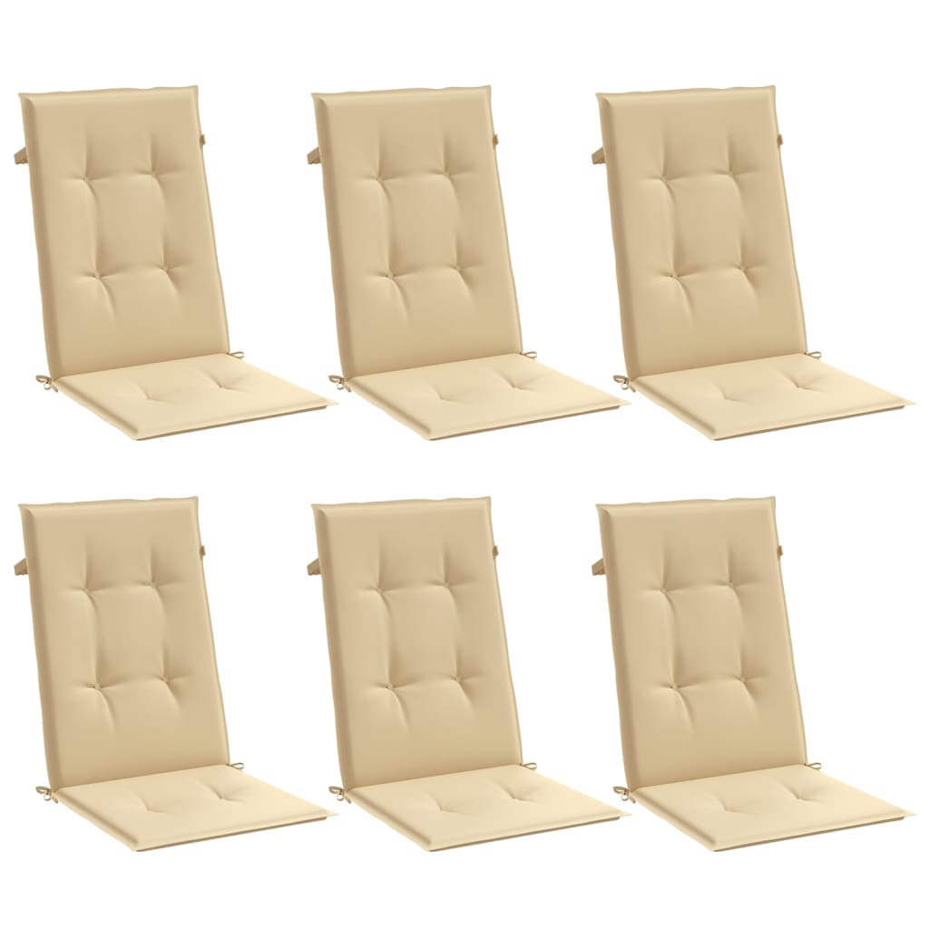 Cojines de silla Vidaxl 6 st alto de 120x50x4 cm de tela beige mixta