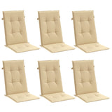 Coussins de chaise vidaxl 6 st arrière haut 120x50x4 cm tissu mélange beige