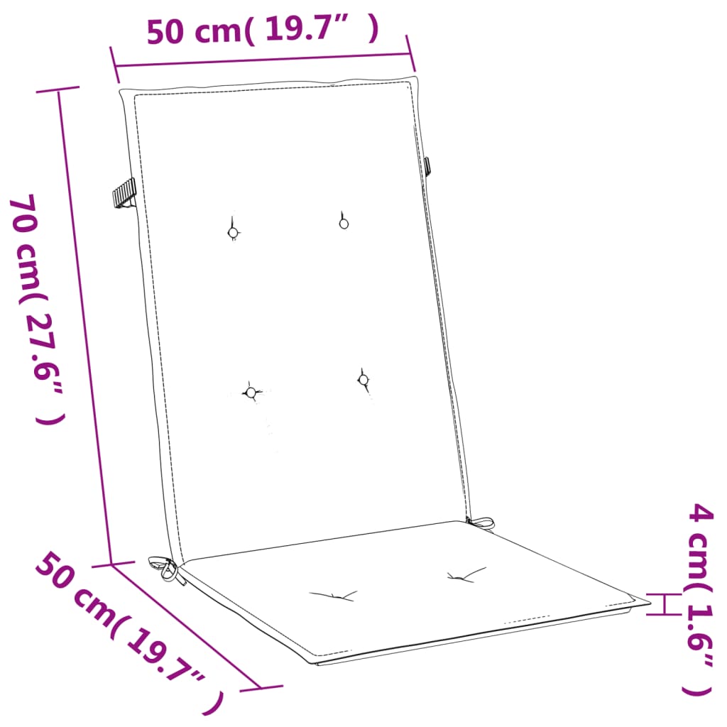 VIDAXL -Stuhlkissen 2 ST High Rücken 120x50x4 cm Stoff gemischt blau