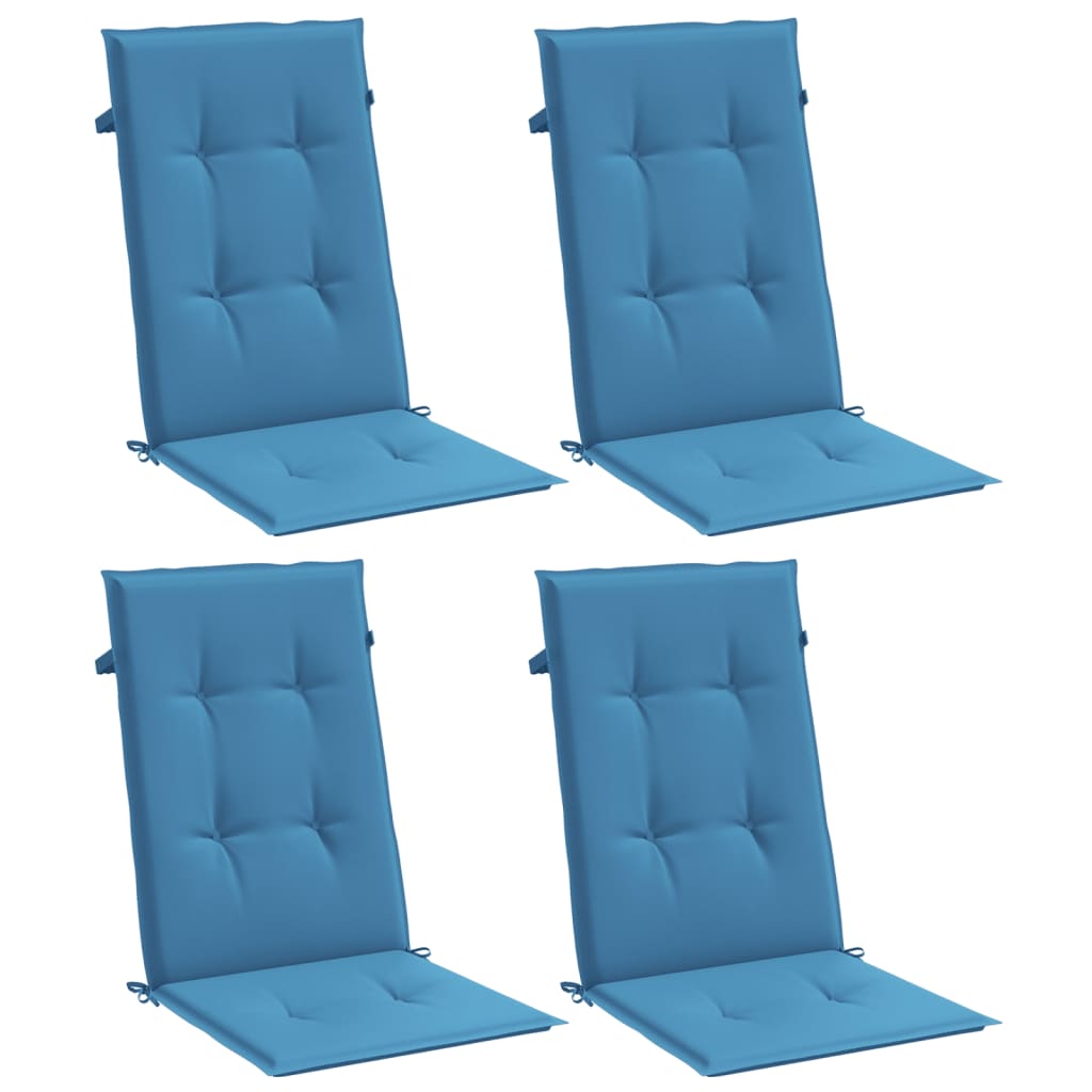 Coussins de chaise vidaxl 4 st arrière haut 120x50x4 cm tissu mixte bleu