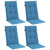 Cojines de silla Vidaxl 4 st alto en la parte posterior 120x50x4 cm de tela mixta azul