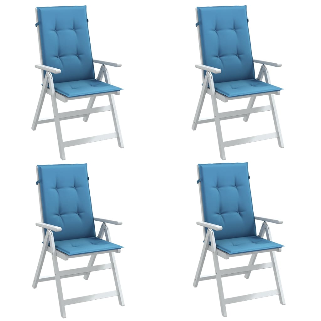 Coussins de chaise vidaxl 4 st arrière haut 120x50x4 cm tissu mixte bleu