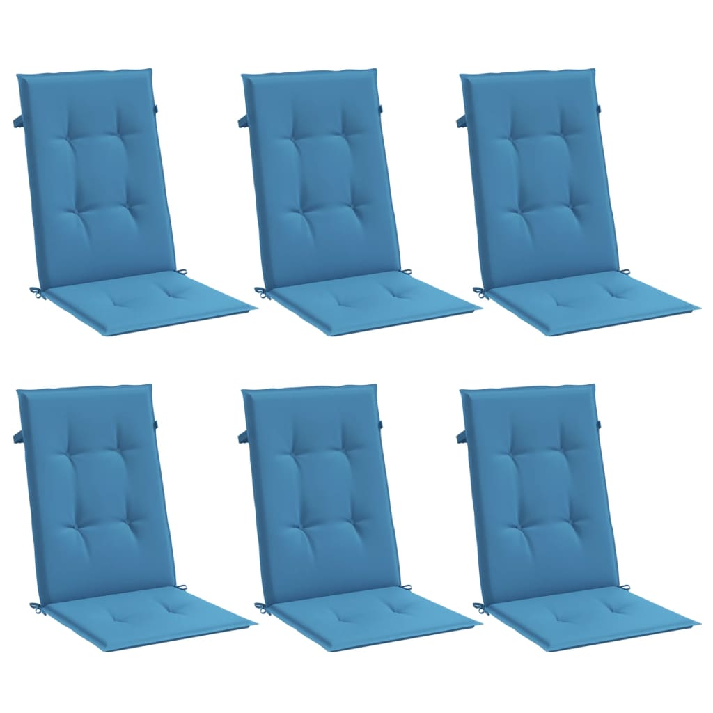 Cuscini da sedia Vidaxl 6 St High Back 120x50x4 cm Blu miscelato