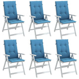 Coussins de chaise vidaxl 6 st arrière haut 120x50x4 cm tissu mixte bleu