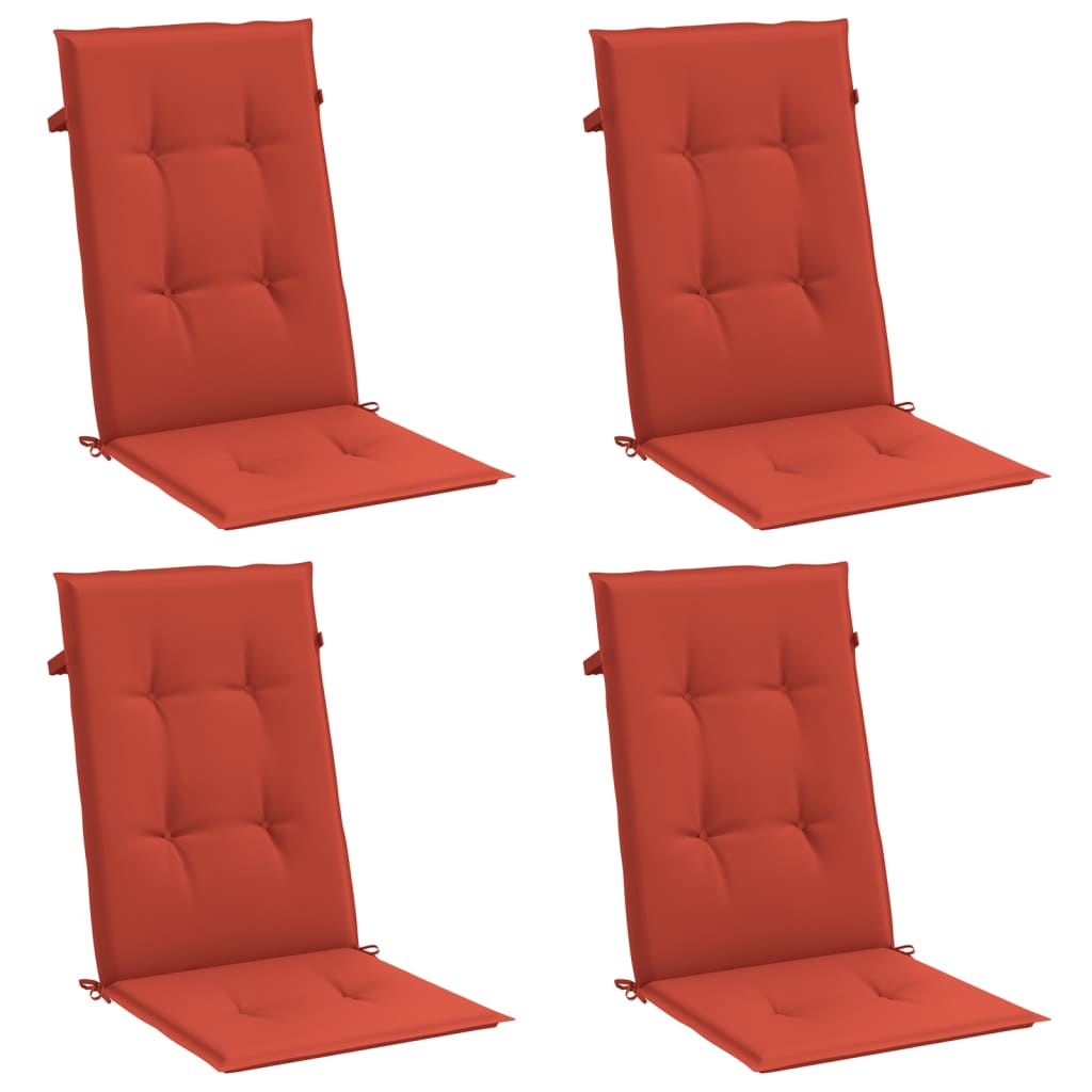 Coussins de chaise vidaxl 4 st arrière haut 120x50x4 cm tissu rouge mélangé