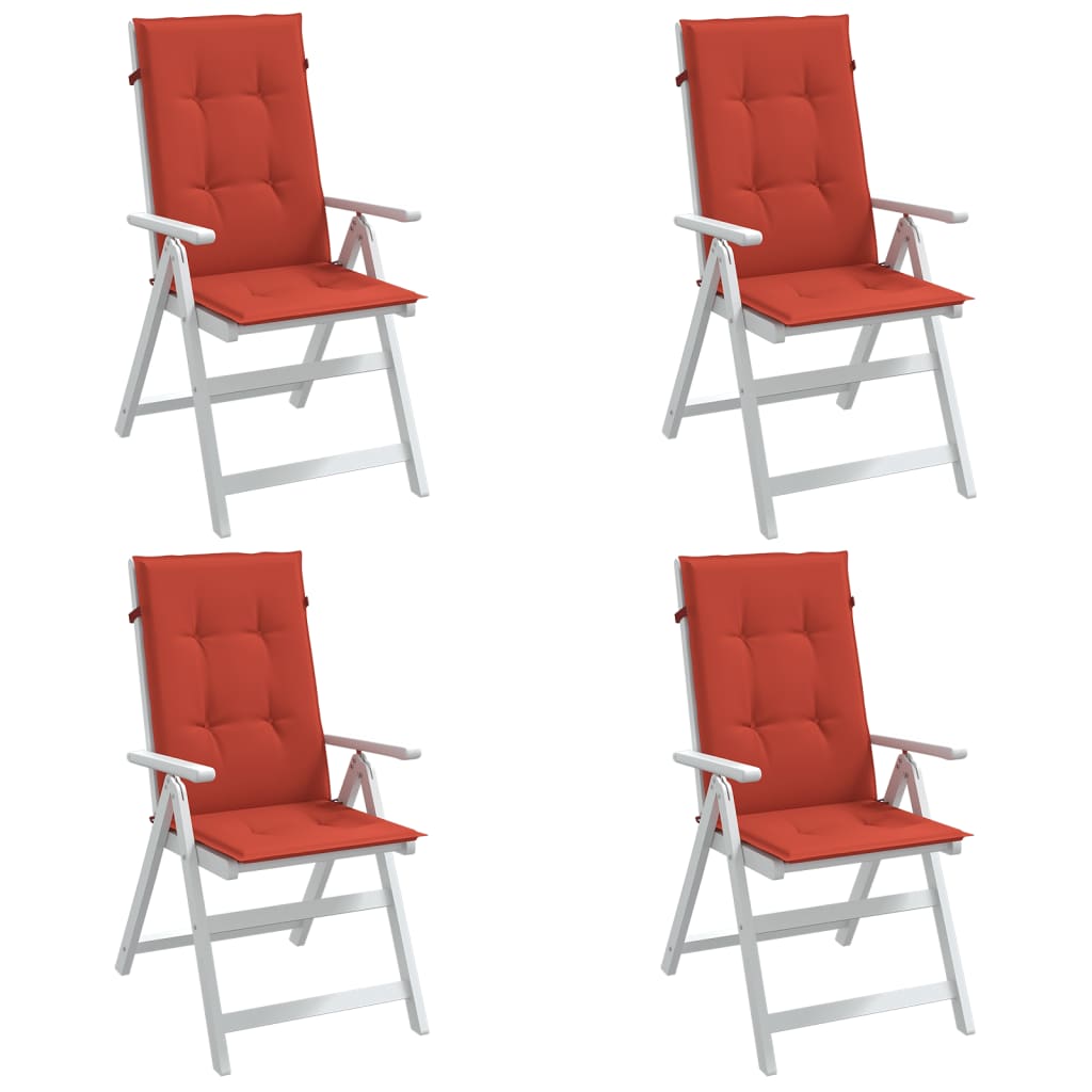 Coussins de chaise vidaxl 4 st arrière haut 120x50x4 cm tissu rouge mélangé