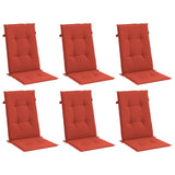 Cojines de silla Vidaxl 6 st alto trasero 120x50x4 cm de tela mixta roja