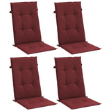 Coussins de chaise vidaxl 4 st arrière haut 120x50x4 cm tissu vin mélangé rouge