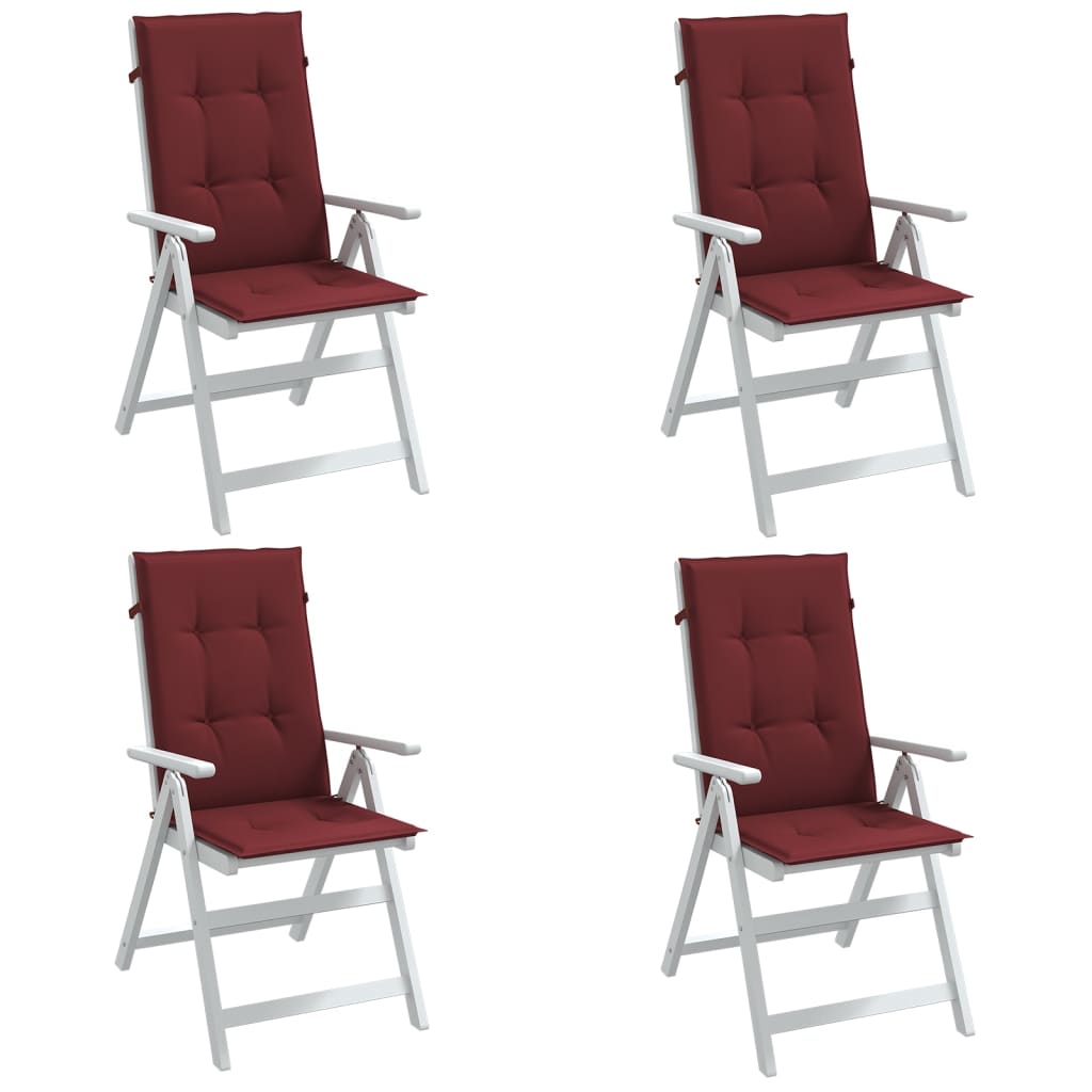 Coussins de chaise vidaxl 4 st arrière haut 120x50x4 cm tissu vin mélangé rouge