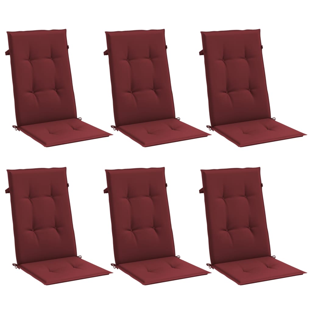 Cuscini da sedia Vidaxl 6 St High Back 120x50x4 cm in tessuto misto rossa