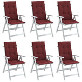 Cojines de silla Vidaxl 6 st alto trasero 120x50x4 cm tela vino mixto rojo