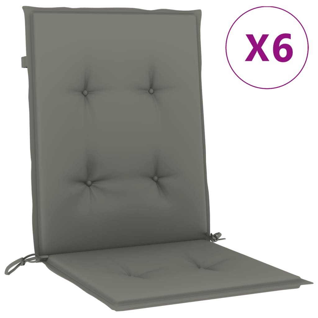 Coussins de chaise vidaxl 6 pcs basses bas 100x50x4 cm tissu gris foncé