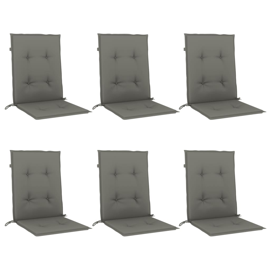 Coussins de chaise vidaxl 6 pcs basses bas 100x50x4 cm tissu gris foncé