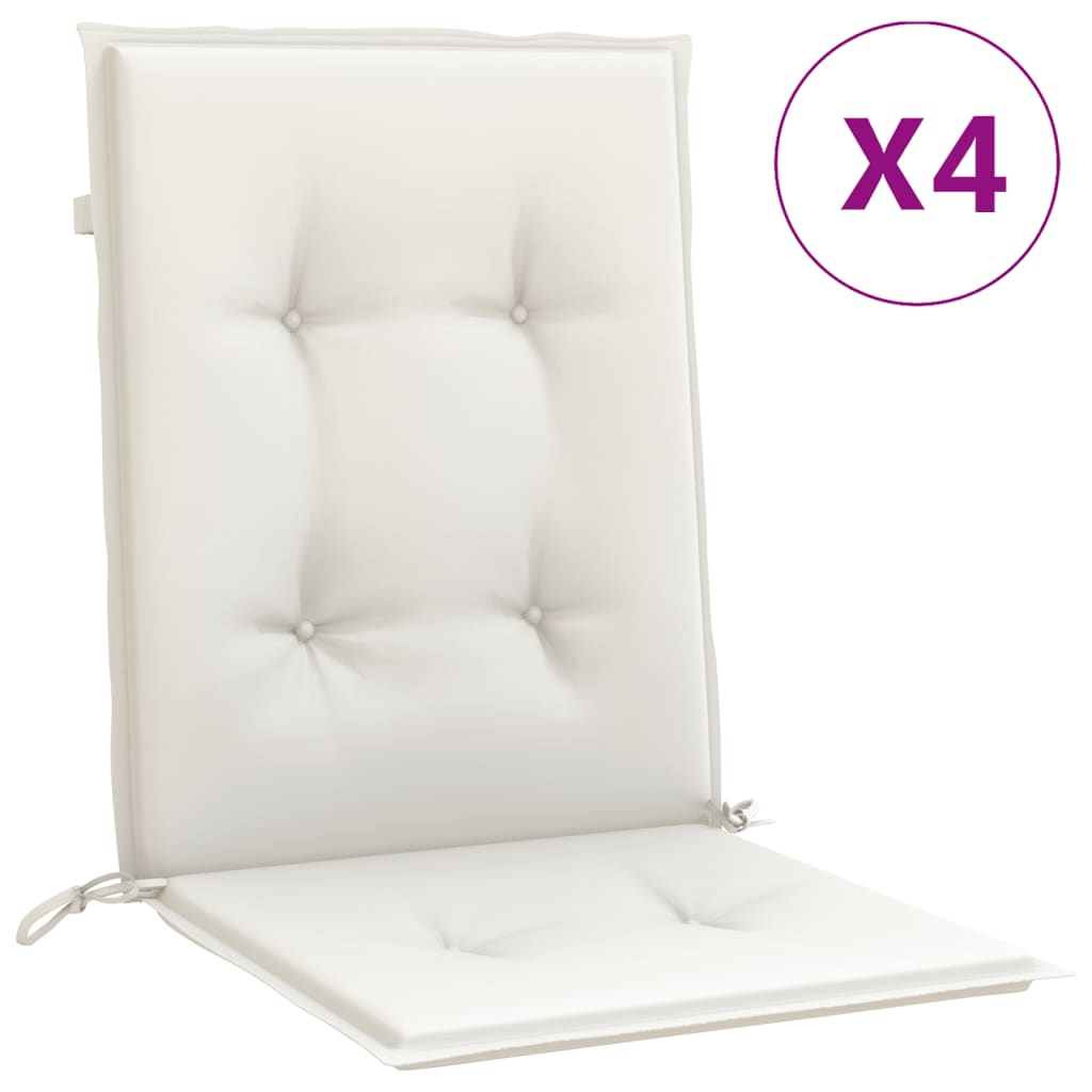 Vidaxl -Stuhlkissen 4 Stcs Low Rücken 100x50x4 cm Mischcreme Mischcreme