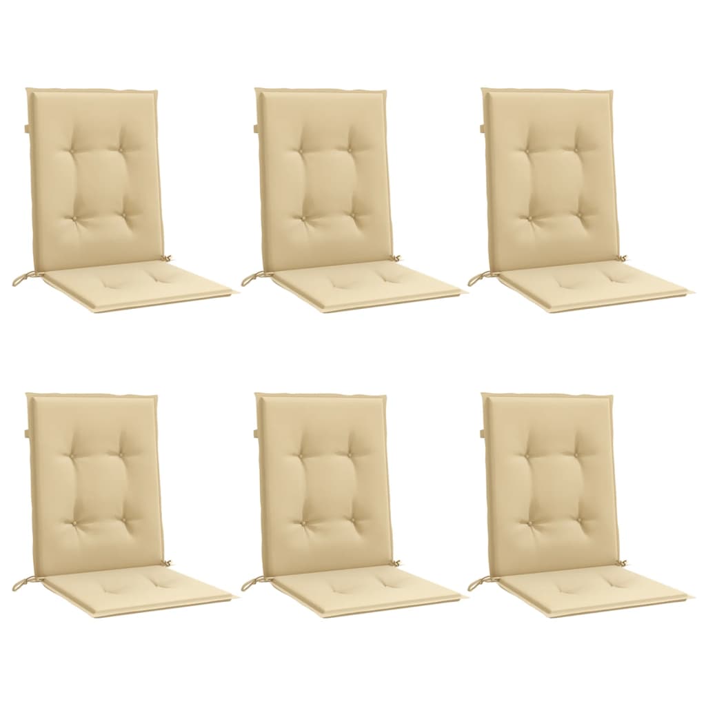 Vidaxl Chair cushions 6 pcs low back 100x50x4 cm fabric mixed beige