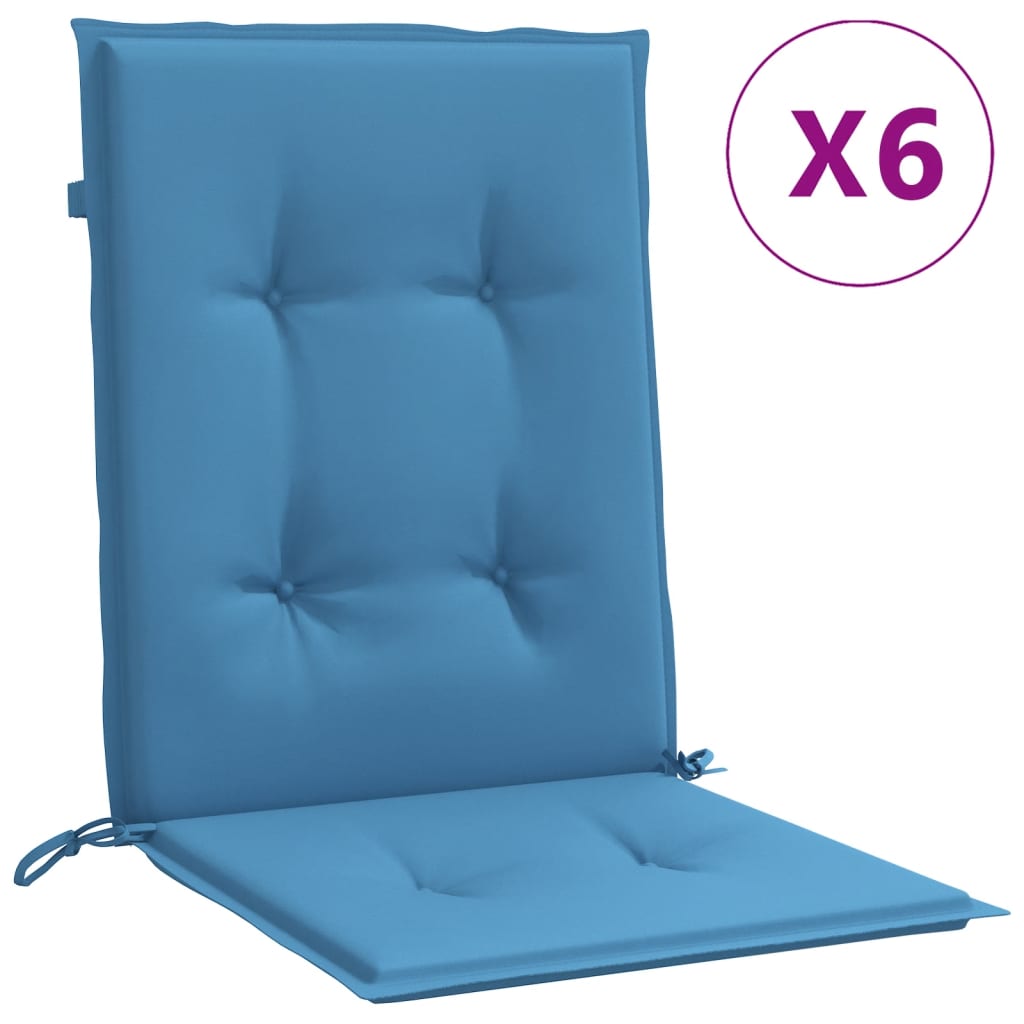 Coussins de chaise vidaxl 6 pcs bas dos 100x50x4 cm en tissu bleu mixte