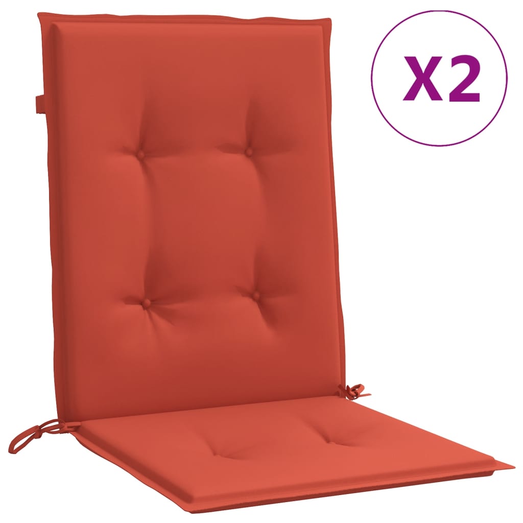 Coussins de chaise vidaxl 2 pcs bas dos 100x50x4 cm en tissu rouge mélangé