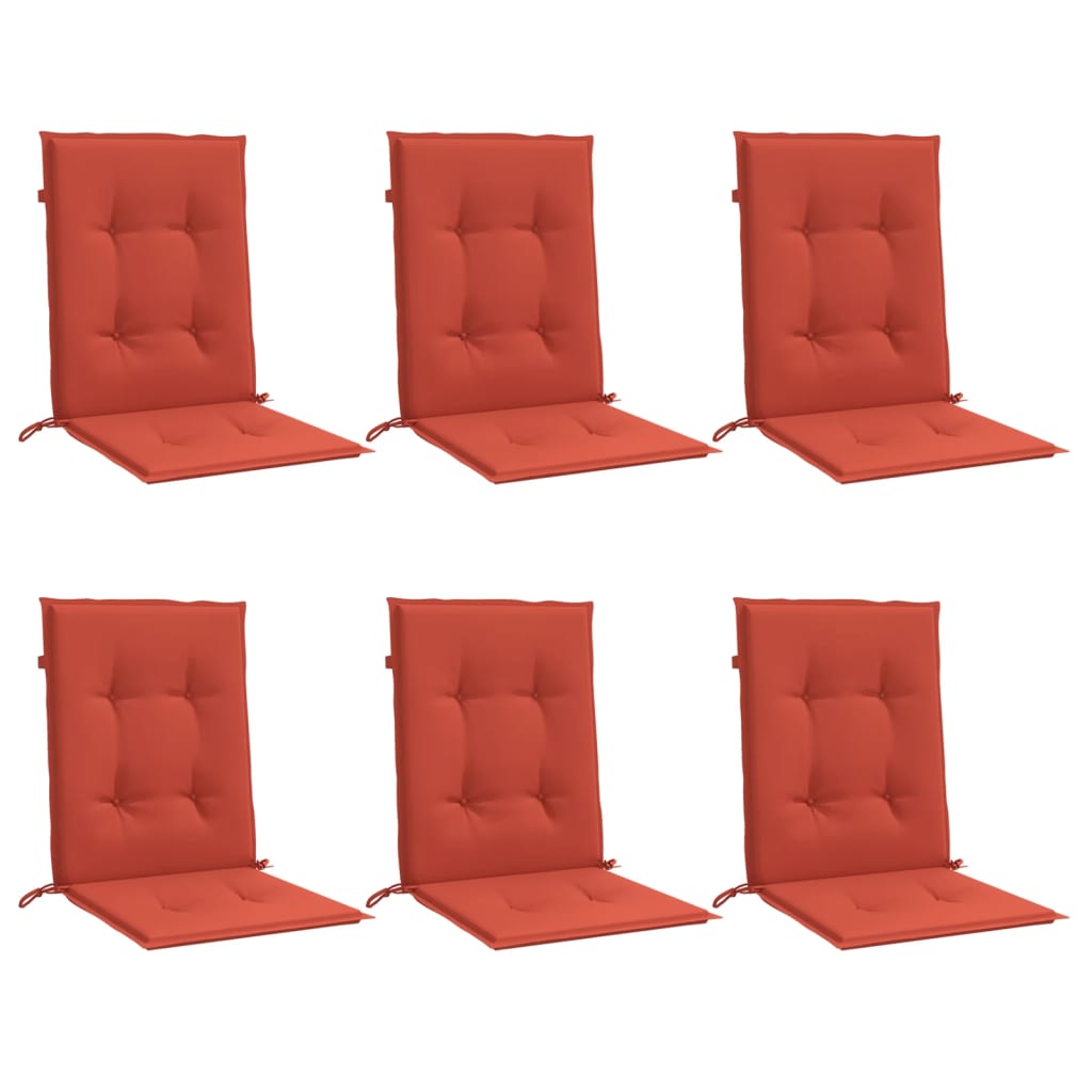 Coussins de chaise vidaxl 6 pcs basses bas 100x50x4 cm tissu rouge mélangé