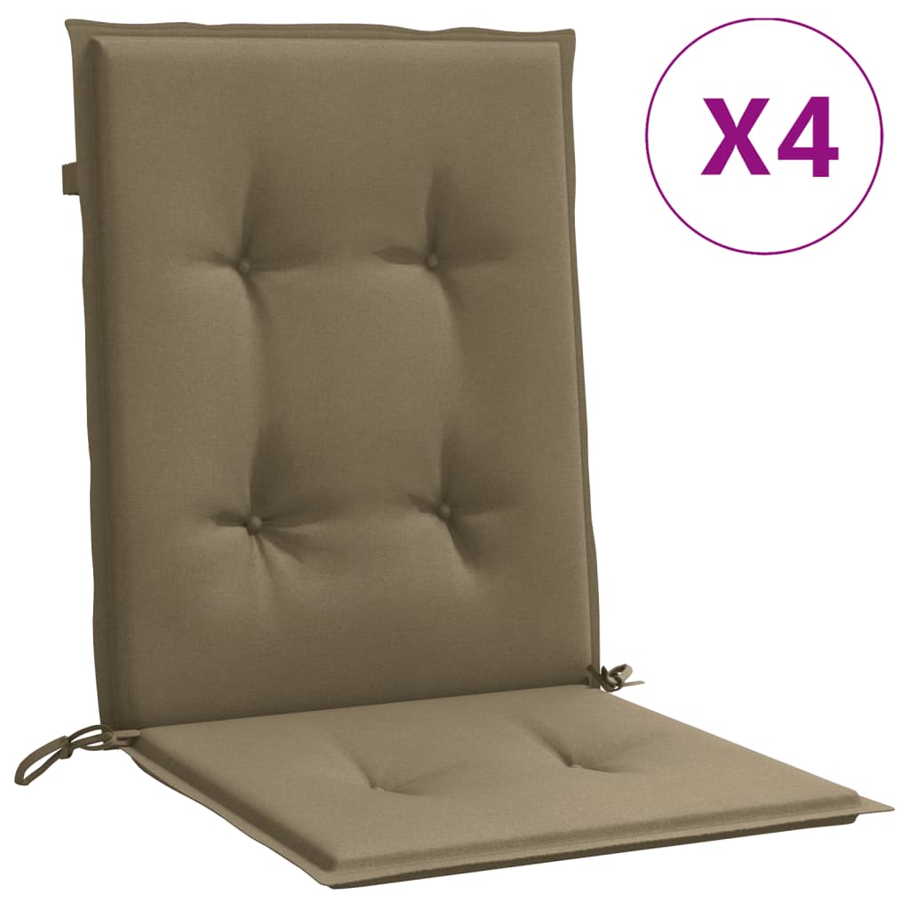 Coussins de chaise vidaxl 4 pcs bas dos 100x50x4 cm tissu mélangé taupe