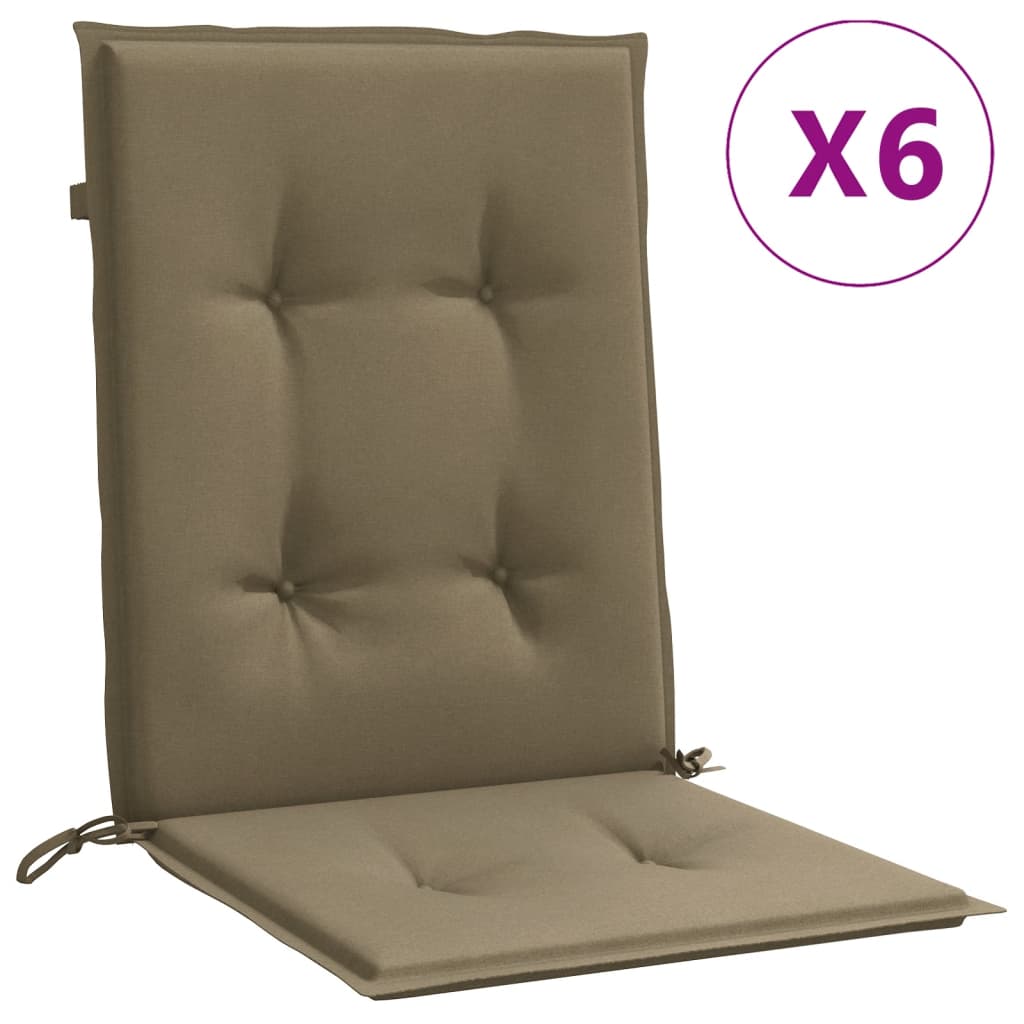 Vidaxl Blaža za stol 6 PCS nizek nazaj 100x50x4 cm tkanina mešana taupe