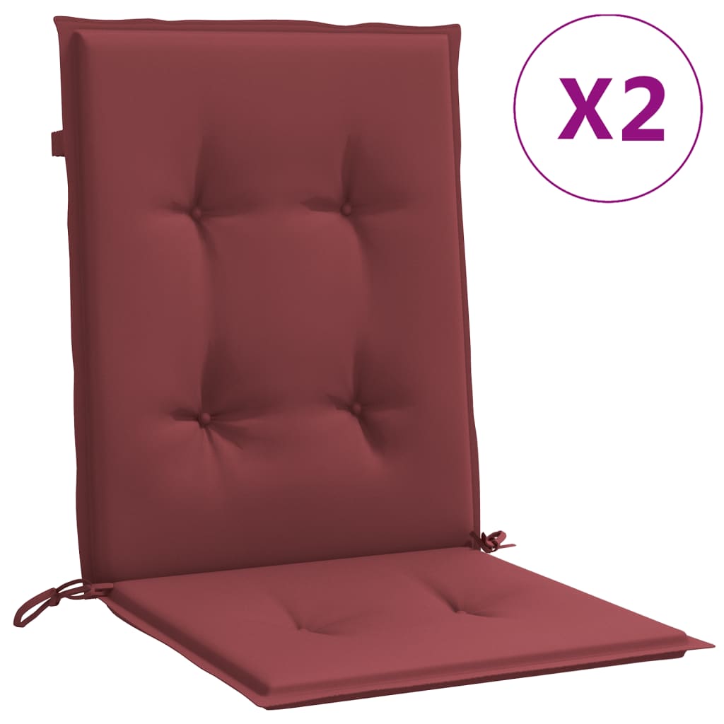 Coussins de chaise vidaxl 2 pcs bas dos 100x50x4 cm en tissu vin mélangé rouge