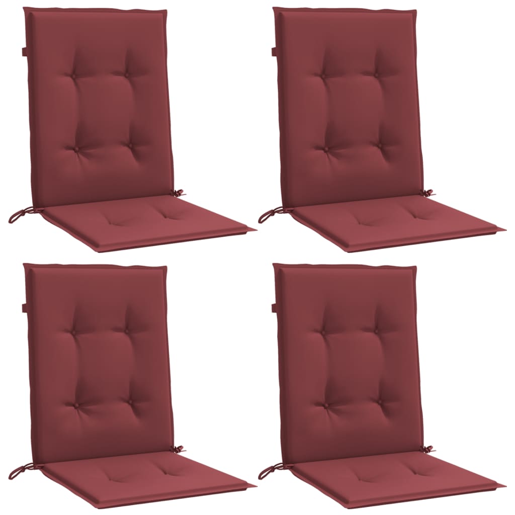 Vidaxl Stull Këssen 4 PCs niddereg zréck 100x50x4 cm Ferresch gemëscht Wäin rout