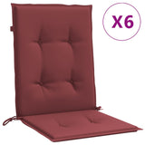 Coussins de chaise vidaxl 6 pcs bas dos 100x50x4 cm de tissu vin mélangé rouge