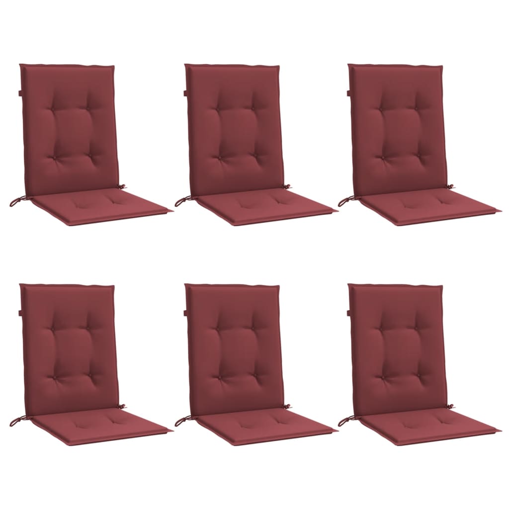 Cojines de silla Vidaxl 6 pcs Back 100x50x4 CM Fabric de vino mixto rojo