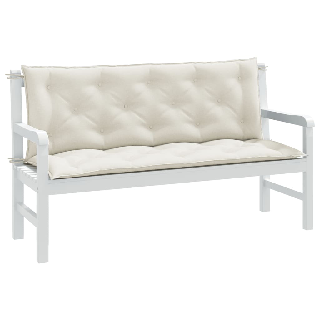 Vidaxl Garden Bench Puter 2 St 150x50x7 cm stoff Mixed Cream -farget