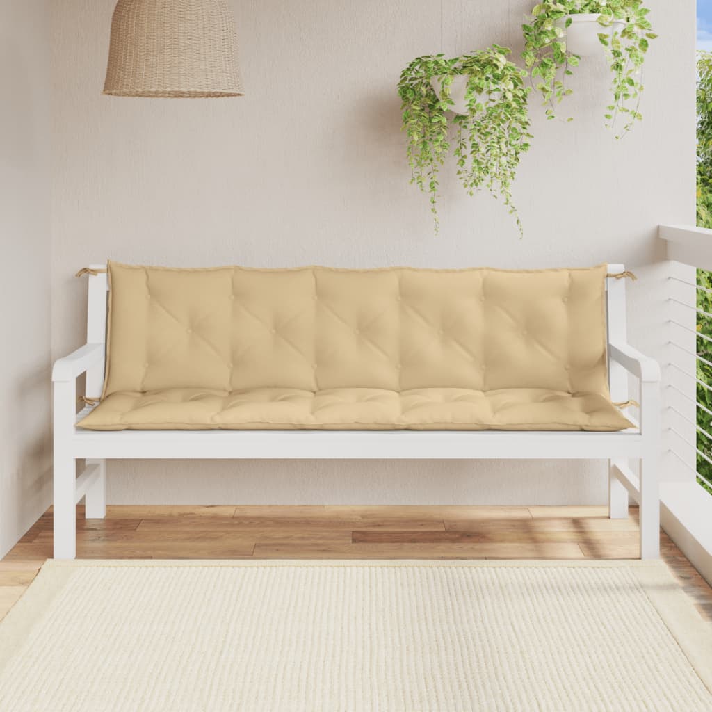 Vidaxl Garden Bench Pushions 2 PCs 180x50x7 cm Stoff gemischt Beige