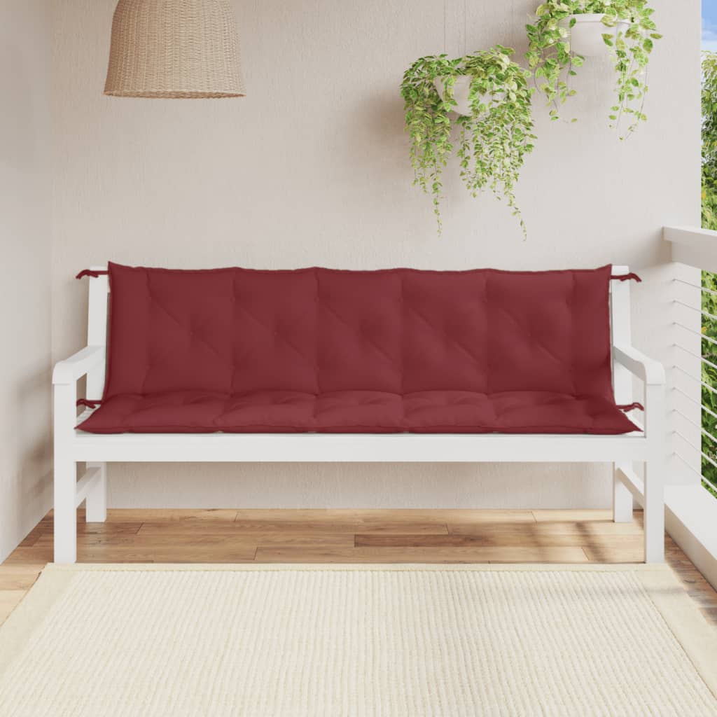 VIDAXL Garden Bench blazine 2 St 180x50x7 cm tkanina mešano vino rdeče