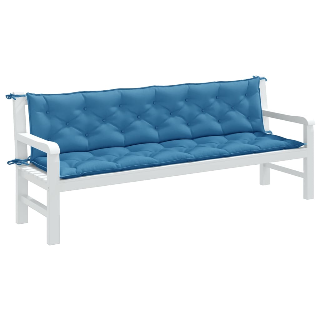 Vidaxl Garden Bench Cushions 2 St 200x50x7 cm tessuto miscelato blu