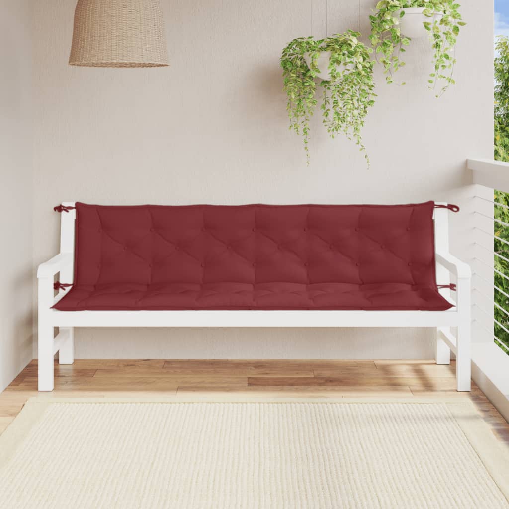 Vidaxl Garden Bench polštáře 2 st 200x50x7 cm tkanina smíšená víno červená