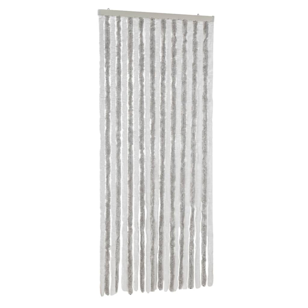 Vidaxl Fly Curtain 90x200 cm Gris clair de la chenille et blanc