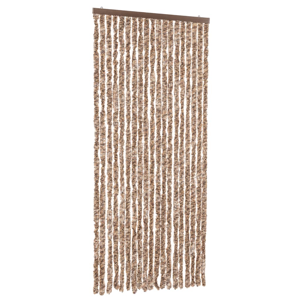 Cortina de mosca Vidaxl 56x185 cm chenille beige y marrón oscuro