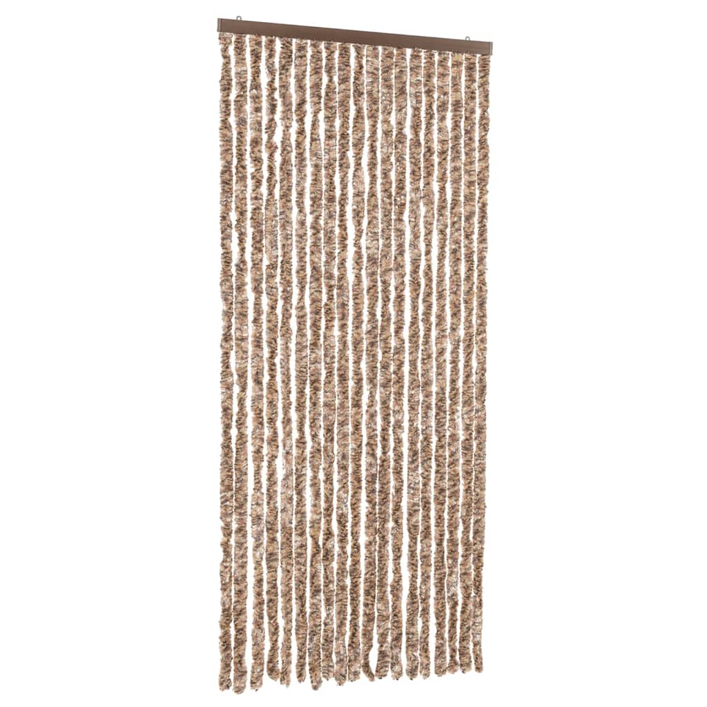 Vidaxl Fly Curtain 56x200 cm Chenille Beige and Dark Brown