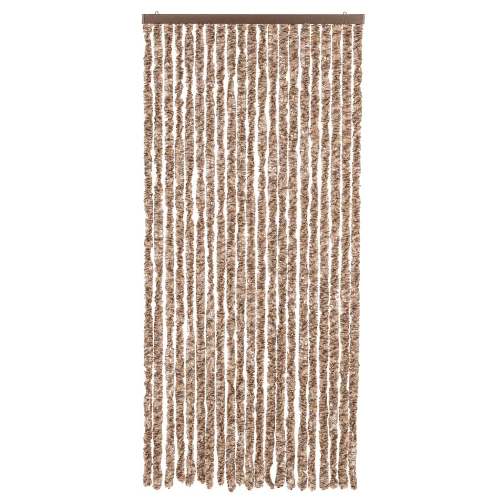 Cortina de mosca Vidaxl 90x220 cm chenille beige y marrón oscuro