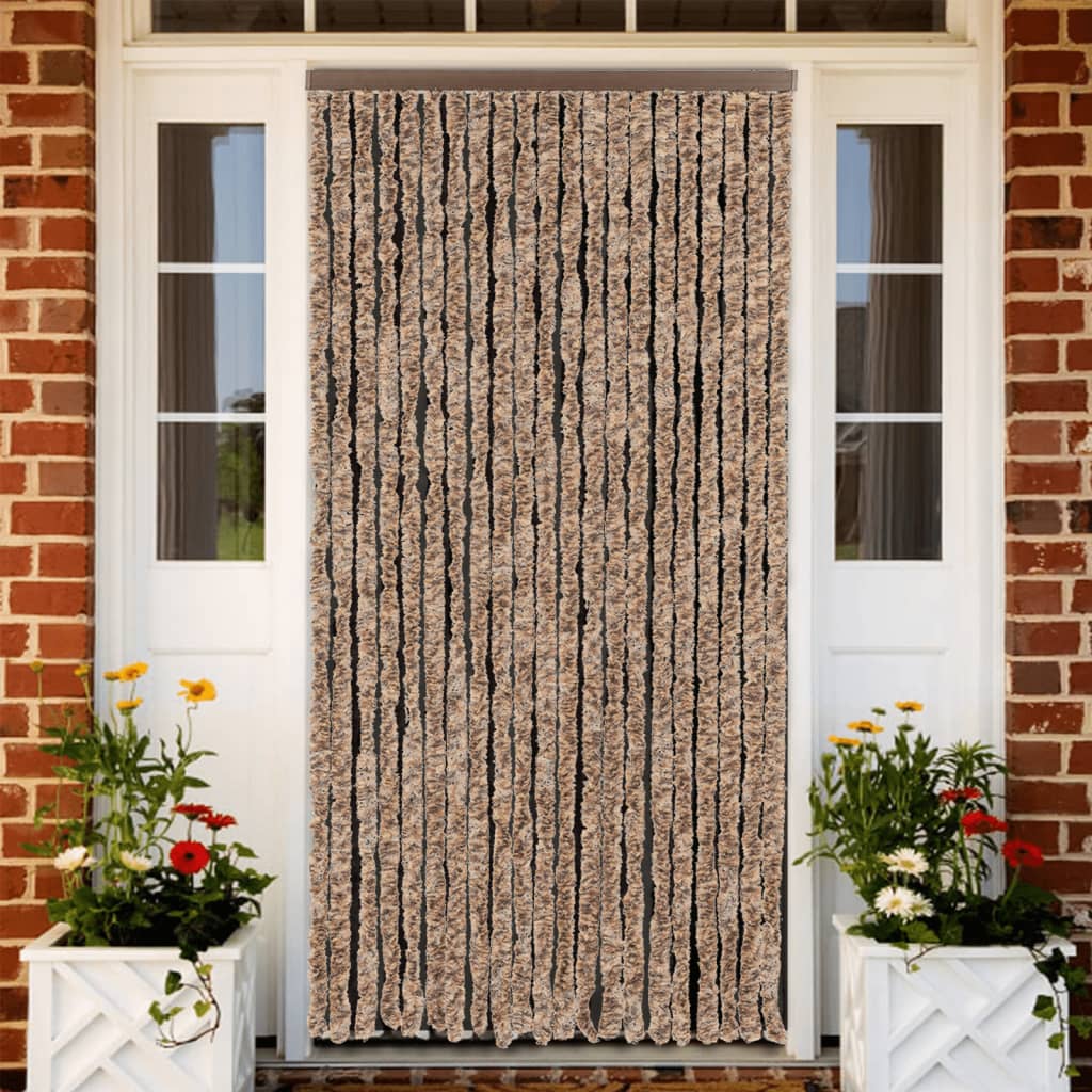 Vidaxl vliegengordijn 90x220 cm chenille beige en donkerbruin