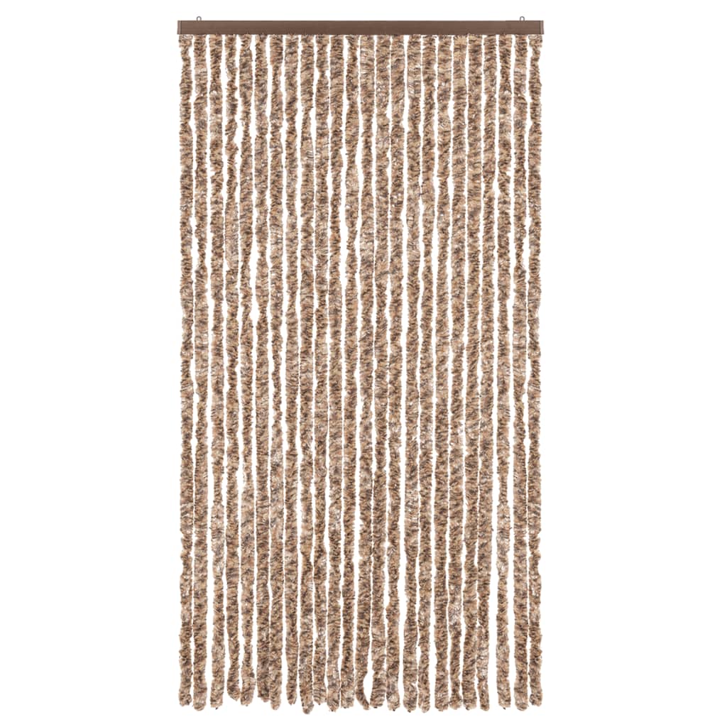 Cortina de mosca Vidaxl 100x200 cm chenille beige y marrón oscuro