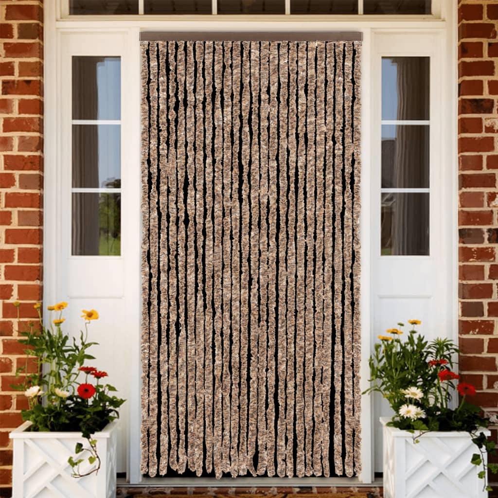 Vidaxl Fly Curtain 100x200 cm Chenille Beige og mørkebrun