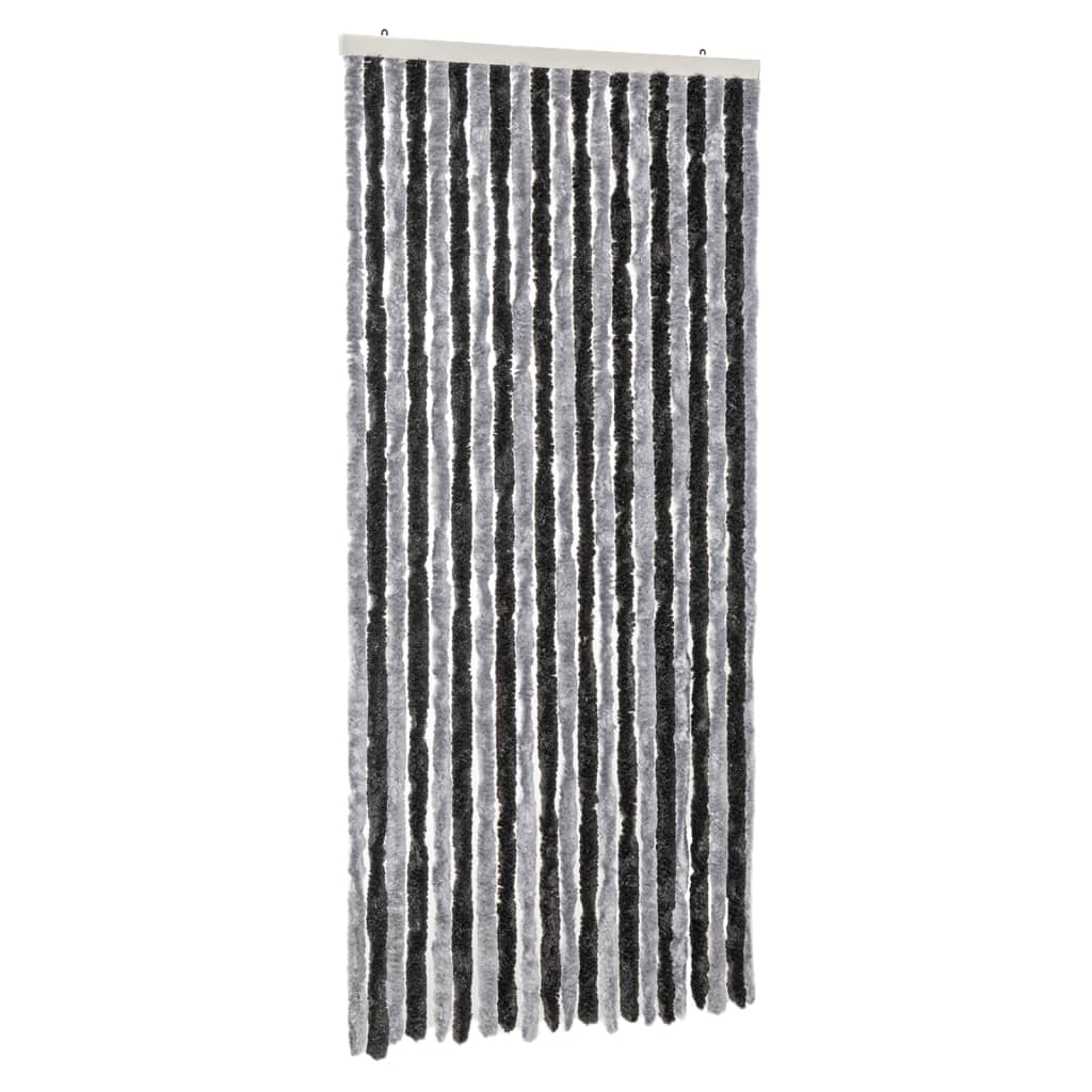 Vidaxl Fly Curtain 90x200 cm Chenille grigio e nero