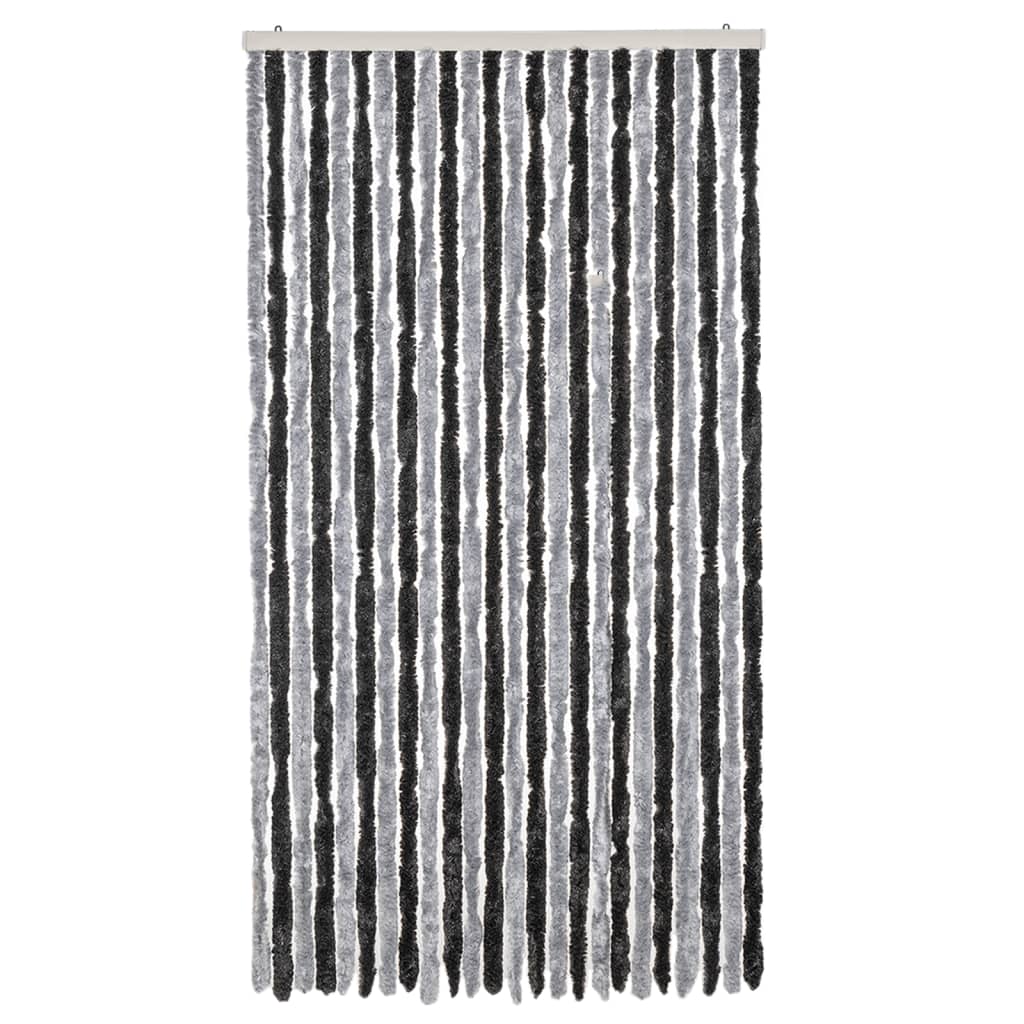 Vidaxl Fly Cundain 100x200 cm Chenille Grey and Black