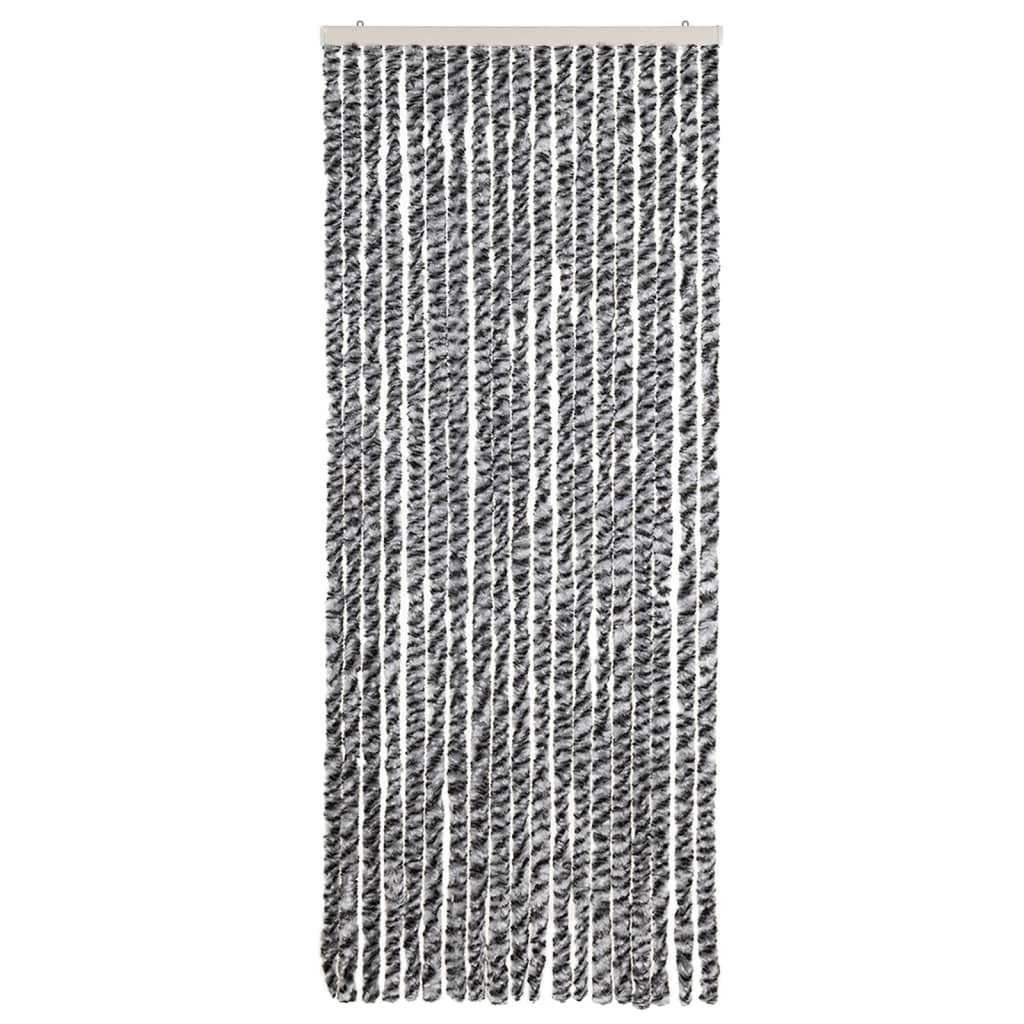 Vidaxl Fly Curtain 56x185 cm Chenille Grey and Black and White